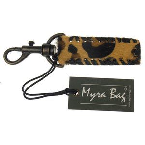 Myra Bag Leather Hairon Animal Print Key Chain Fob Handcrafted Gift Clip Hook